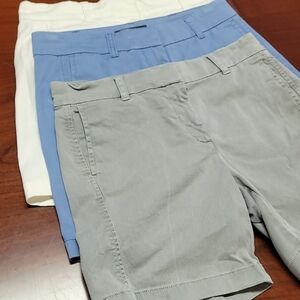 J. Crew Stylish Gray, Blue, and White Shorts Trio